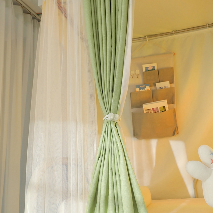 91家纺网 家纺一手货源 找家纺 都市缘蚊帐 2025新款学生宿舍导轨遮光床帘上下铺贴布卡通蚊帐0.8m 0.9m床 呆萌狗-豆绿