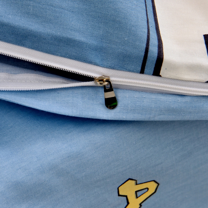 91家纺网 家纺一手货源 找家纺 水妙家纺 2025年新款A类全棉纯棉学生宿舍上下铺床笠六件套五件套 布格熊-蓝