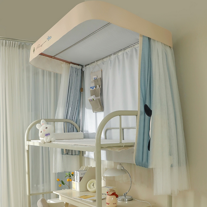 91家纺网 家纺一手货源 找家纺 都市缘蚊帐 2025新款学生宿舍导轨遮光床帘上下铺贴布卡通蚊帐0.8m 0.9m床 呆萌狗-墨绿