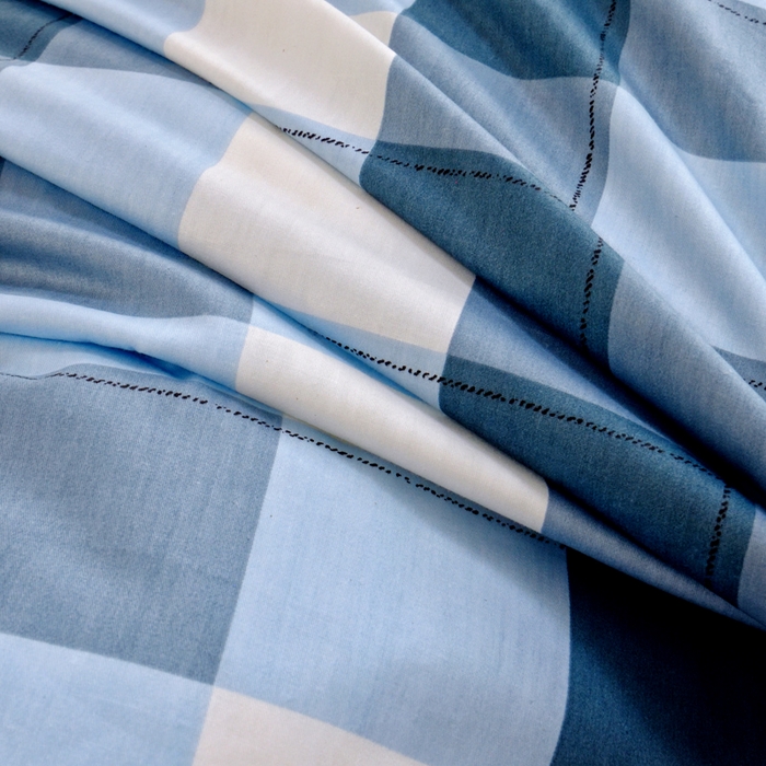 91家纺网 家纺一手货源 找家纺 水妙家纺 2025年新款A类全棉纯棉学生宿舍上下铺床笠六件套五件套 梵华-蓝