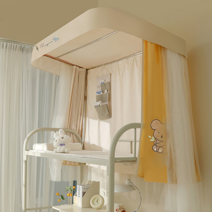 91家纺网 家纺一手货源 找家纺 都市缘蚊帐 2025新款学生宿舍导轨遮光床帘上下铺贴布卡通蚊帐0.8m 0.9m床 考拉-黄