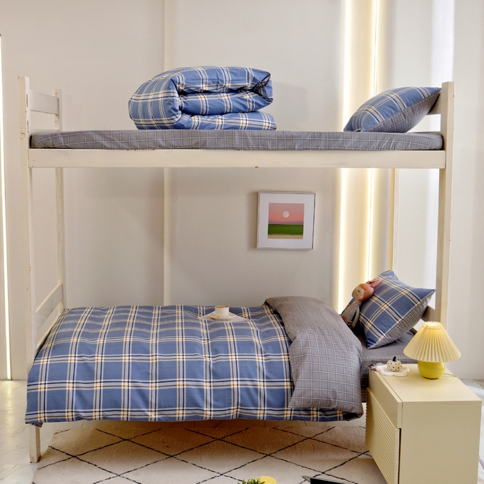 水妙家纺 2025年新款A类全棉纯棉学生宿舍上下铺床笠六件套五件套 海古-蓝