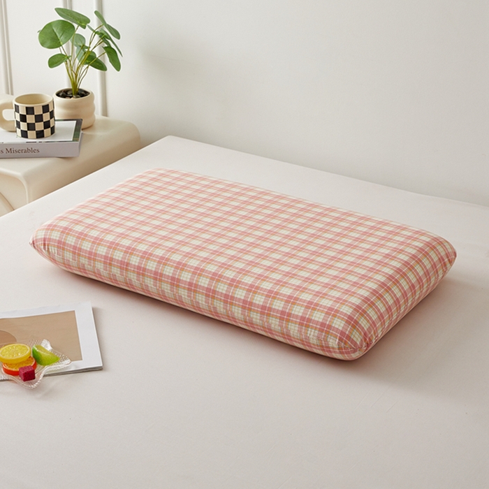 91家纺网 家纺一手货源 找家纺 翎盈家纺 2025款纯棉全棉水洗棉深睡枕专用枕套面包记忆枕枕头套枕套单品 朵拉-粉