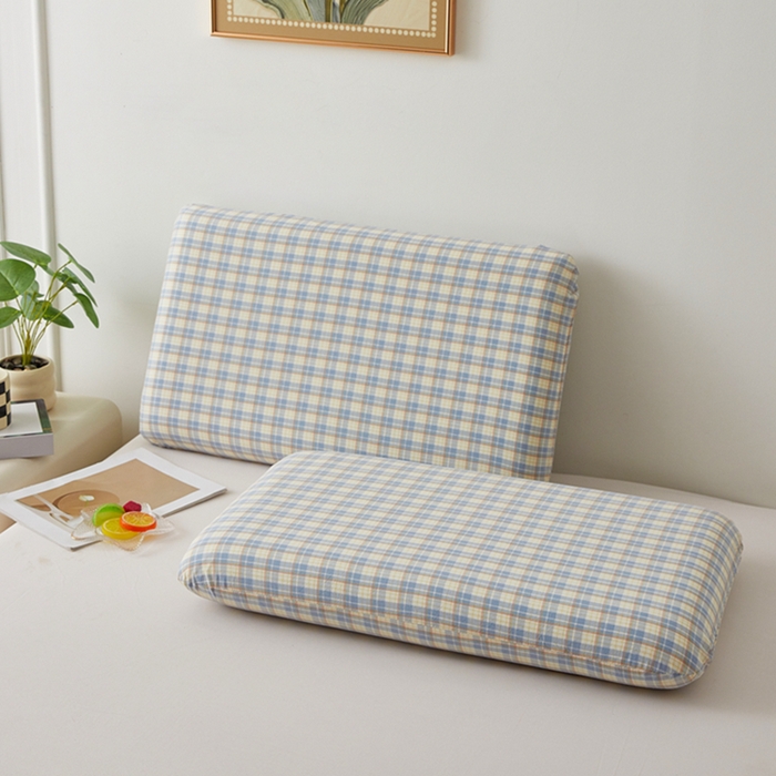 91家纺网 家纺一手货源 找家纺 翎盈家纺 2025款纯棉全棉水洗棉深睡枕专用枕套面包记忆枕枕头套枕套单品 朵拉-蓝