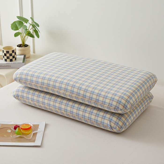 91家纺网 家纺一手货源 找家纺 翎盈家纺 2025款纯棉全棉水洗棉深睡枕专用枕套面包记忆枕枕头套枕套单品 朵拉-蓝