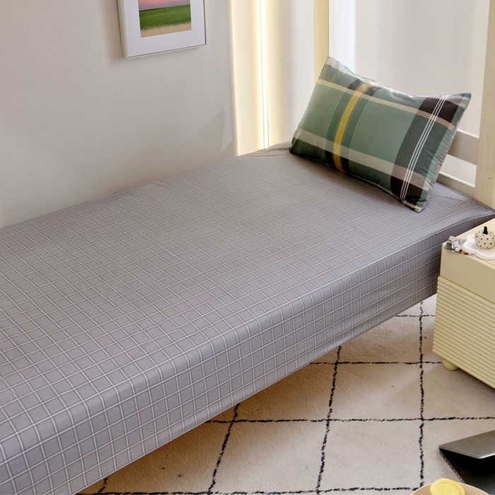 91家纺网 家纺一手货源 找家纺 水妙家纺 2025年新款A类全棉纯棉学生宿舍上下铺床笠六件套五件套 凯特-绿