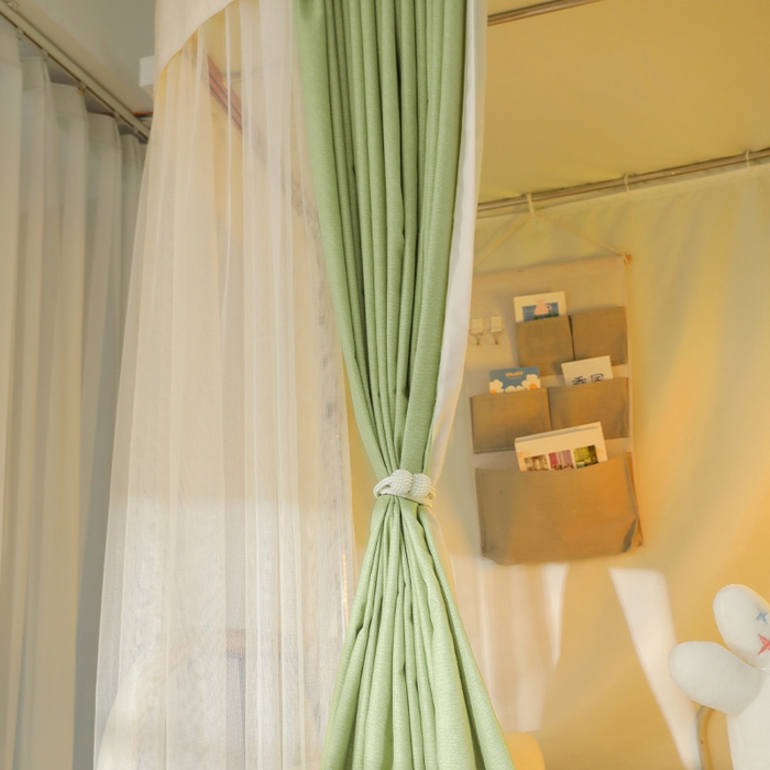 91家纺网 家纺一手货源 找家纺 都市缘蚊帐 2025新款学生宿舍导轨遮光床帘上下铺贴布卡通蚊帐0.8m 0.9m床 软萌兔-豆绿