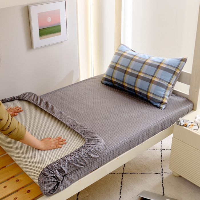 91家纺网 家纺一手货源 找家纺 水妙家纺 2025年新款A类全棉纯棉学生宿舍上下铺床笠六件套五件套 马尔-蓝