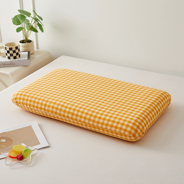 91家纺网 家纺一手货源 找家纺 翎盈家纺 2025款纯棉全棉水洗棉深睡枕专用枕套面包记忆枕枕头套枕套单品 黄小格