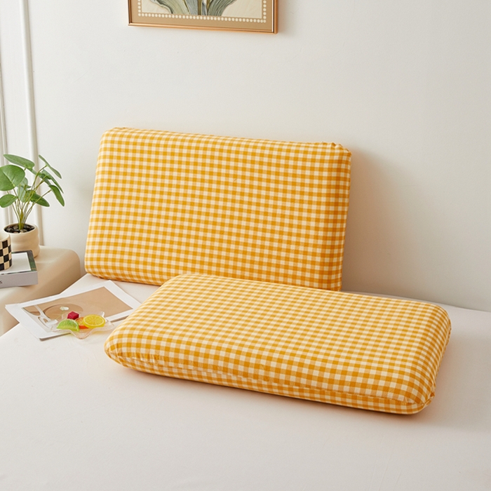 91家纺网 家纺一手货源 找家纺 翎盈家纺 2025款纯棉全棉水洗棉深睡枕专用枕套面包记忆枕枕头套枕套单品 黄小格