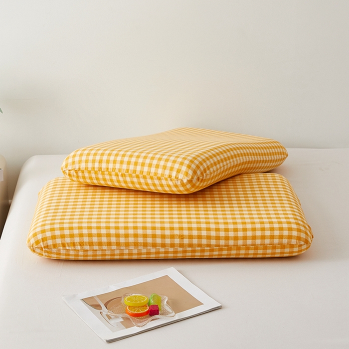 91家纺网 家纺一手货源 找家纺 翎盈家纺 2025款纯棉全棉水洗棉深睡枕专用枕套面包记忆枕枕头套枕套单品 黄小格