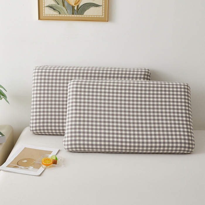 91家纺网 家纺一手货源 找家纺 翎盈家纺 2025款纯棉全棉水洗棉深睡枕专用枕套面包记忆枕枕头套枕套单品 灰小格