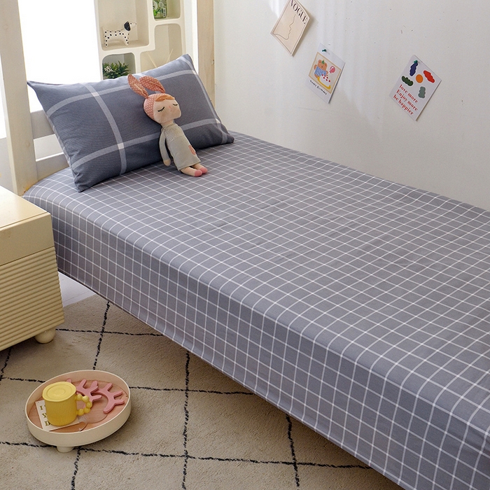 91家纺网 家纺一手货源 找家纺 水妙家纺 2025年新款A类全棉纯棉学生宿舍上下铺床笠六件套五件套 玛奇朵-灰