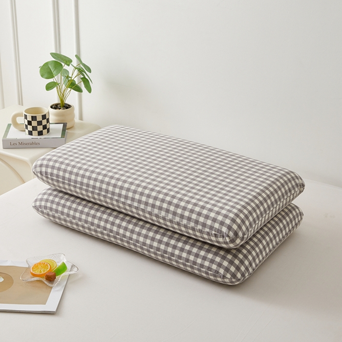 91家纺网 家纺一手货源 找家纺 翎盈家纺 2025款纯棉全棉水洗棉深睡枕专用枕套面包记忆枕枕头套枕套单品 灰小格