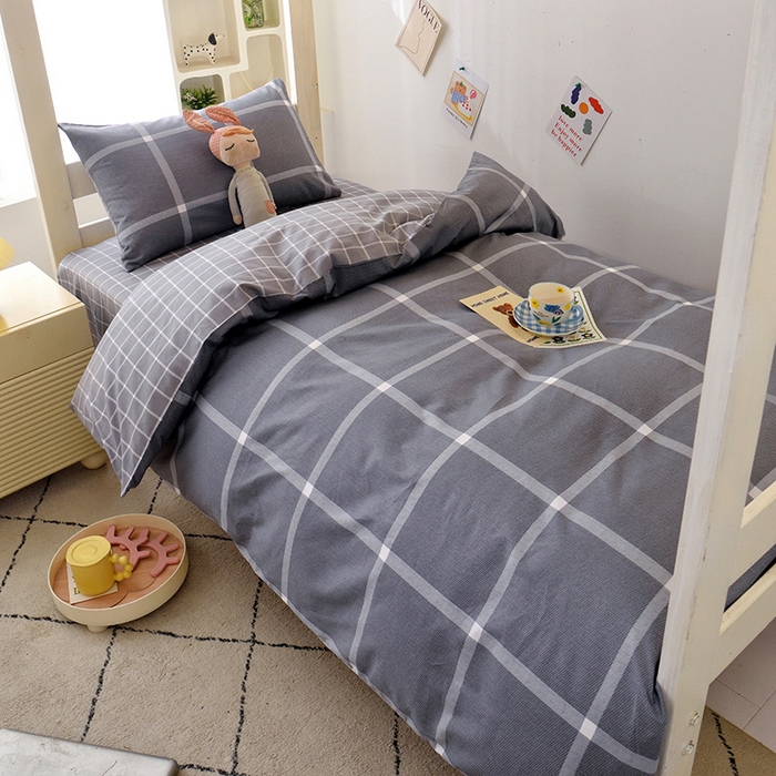 91家纺网 家纺一手货源 找家纺 水妙家纺 2025年新款A类全棉纯棉学生宿舍上下铺床笠六件套五件套 玛奇朵-灰