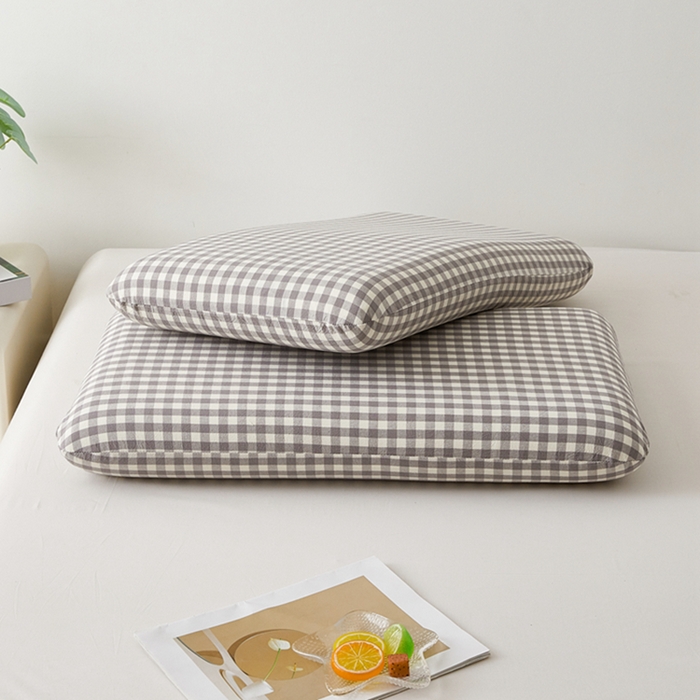 91家纺网 家纺一手货源 找家纺 翎盈家纺 2025款纯棉全棉水洗棉深睡枕专用枕套面包记忆枕枕头套枕套单品 灰小格