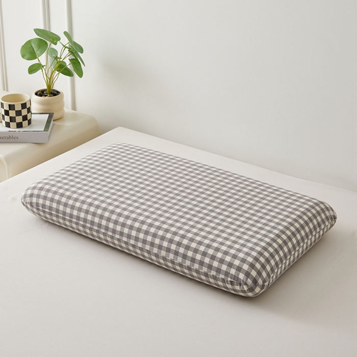 91家纺网 家纺一手货源 找家纺 翎盈家纺 2025款纯棉全棉水洗棉深睡枕专用枕套面包记忆枕枕头套枕套单品 灰小格