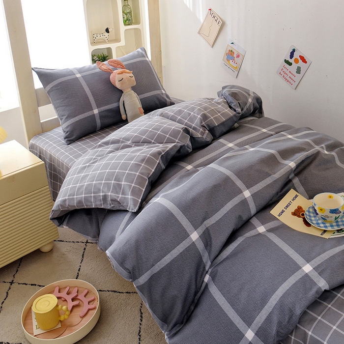 91家纺网 家纺一手货源 找家纺 水妙家纺 2025年新款A类全棉纯棉学生宿舍上下铺床笠六件套五件套 玛奇朵-灰