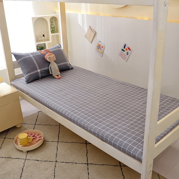 91家纺网 家纺一手货源 找家纺 水妙家纺 2025年新款A类全棉纯棉学生宿舍上下铺床笠六件套五件套 玛奇朵-灰