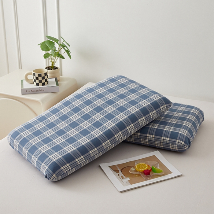 91家纺网 家纺一手货源 找家纺 翎盈家纺 2025款纯棉全棉水洗棉深睡枕专用枕套面包记忆枕枕头套枕套单品 卡洛-蓝