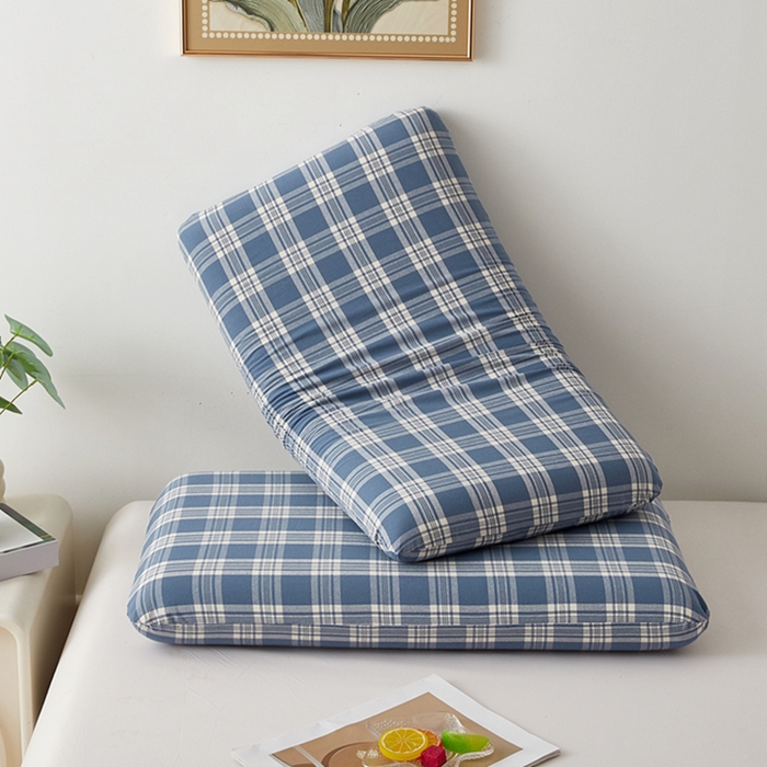 91家纺网 家纺一手货源 找家纺 翎盈家纺 2025款纯棉全棉水洗棉深睡枕专用枕套面包记忆枕枕头套枕套单品 卡洛-蓝