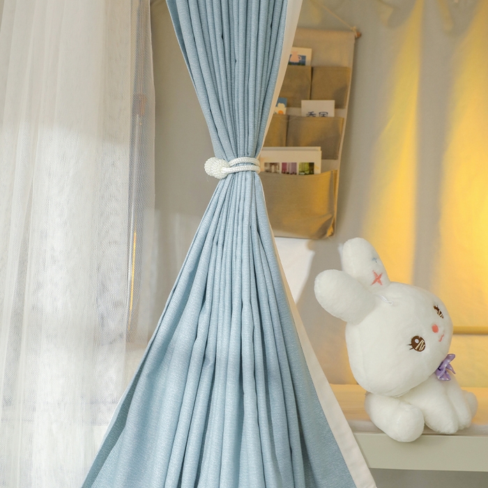 91家纺网 家纺一手货源 找家纺 都市缘蚊帐 2025新款学生宿舍导轨遮光床帘上下铺贴布卡通蚊帐0.8m 0.9m床 软萌兔-墨绿