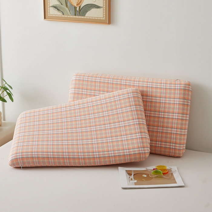 翎盈家纺 2025款纯棉全棉水洗棉深睡枕专用枕套面包记忆枕枕头套枕套单品 凯利-桔