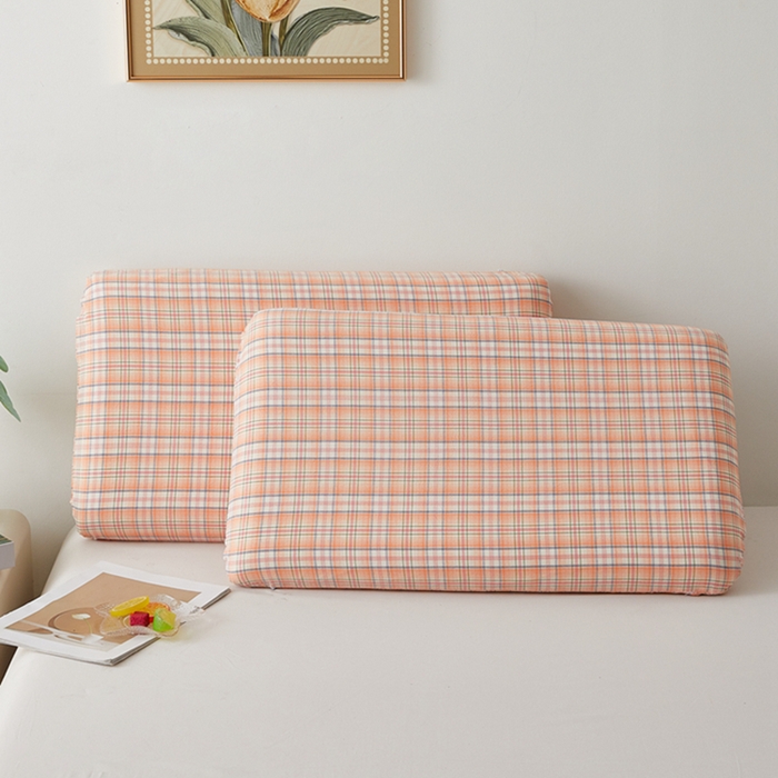 91家纺网 家纺一手货源 找家纺 翎盈家纺 2025款纯棉全棉水洗棉深睡枕专用枕套面包记忆枕枕头套枕套单品 凯利-桔