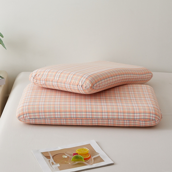 91家纺网 家纺一手货源 找家纺 翎盈家纺 2025款纯棉全棉水洗棉深睡枕专用枕套面包记忆枕枕头套枕套单品 凯利-桔