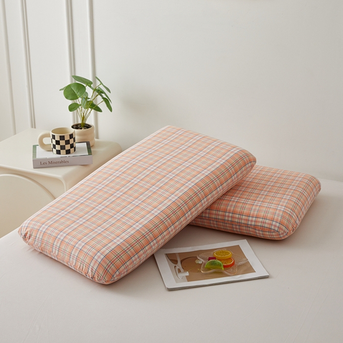 91家纺网 家纺一手货源 找家纺 翎盈家纺 2025款纯棉全棉水洗棉深睡枕专用枕套面包记忆枕枕头套枕套单品 凯利-桔