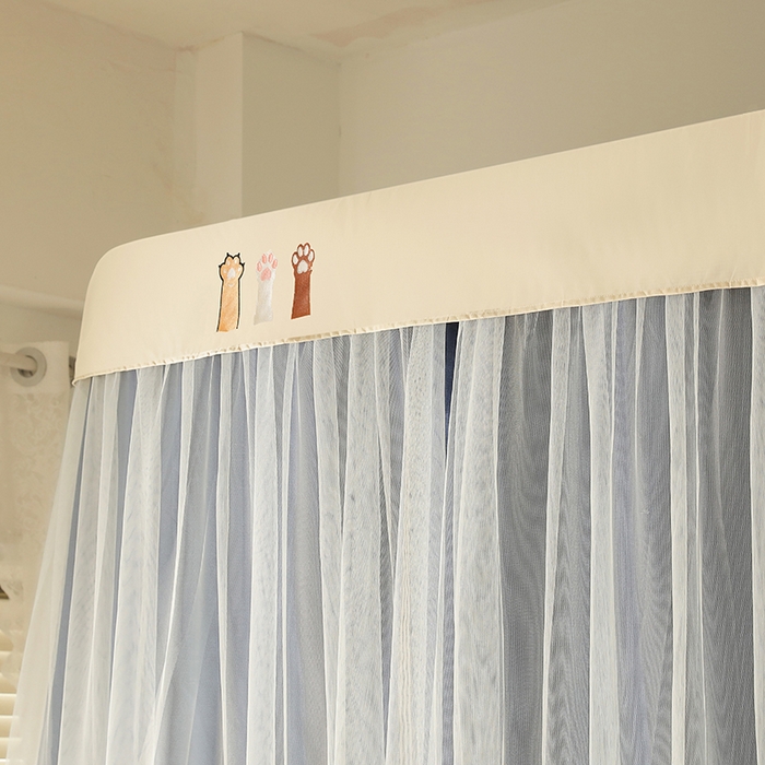 91家纺网 家纺一手货源 找家纺 都市缘蚊帐 2025新款学生宿舍导轨遮光床帘上下铺贴布卡通蚊帐0.8m 0.9m床 小白狗-藏青