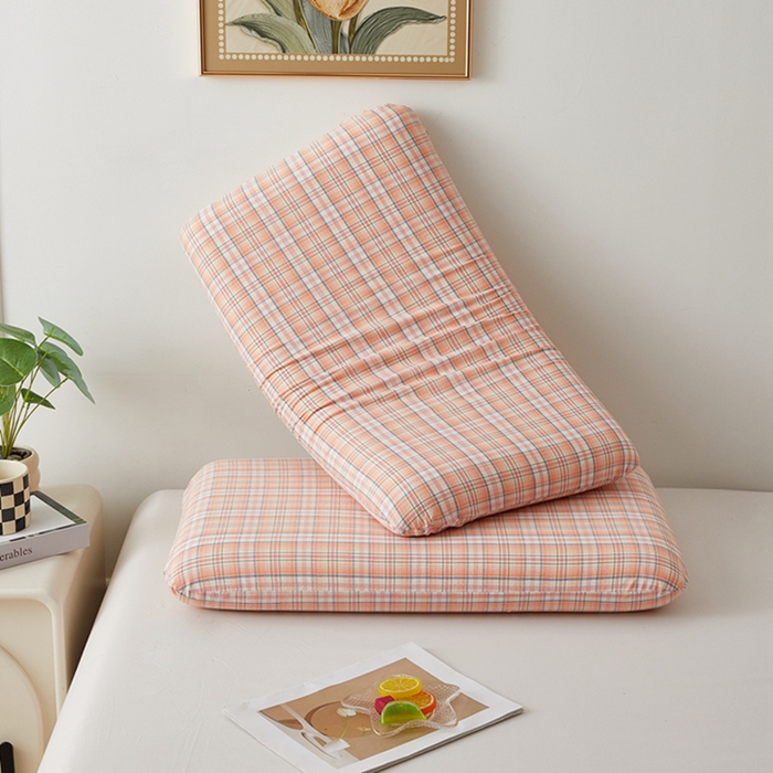 91家纺网 家纺一手货源 找家纺 翎盈家纺 2025款纯棉全棉水洗棉深睡枕专用枕套面包记忆枕枕头套枕套单品 凯利-桔