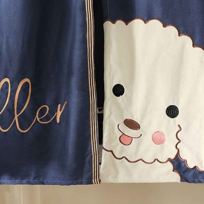 91家纺网 家纺一手货源 找家纺 都市缘蚊帐 2025新款学生宿舍导轨遮光床帘上下铺贴布卡通蚊帐0.8m 0.9m床 小白狗-藏青