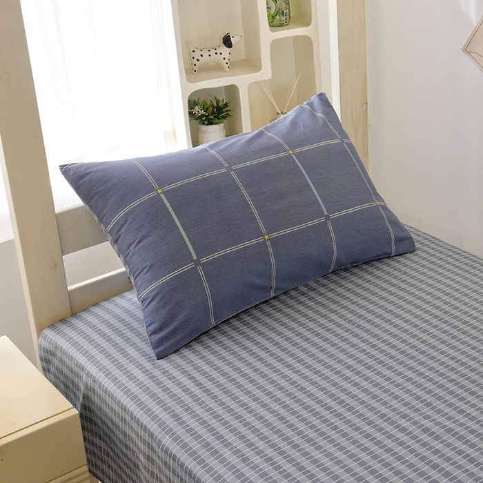 91家纺网 家纺一手货源 找家纺 水妙家纺 2025年新款A类全棉纯棉学生宿舍上下铺床笠六件套五件套 念初-蓝