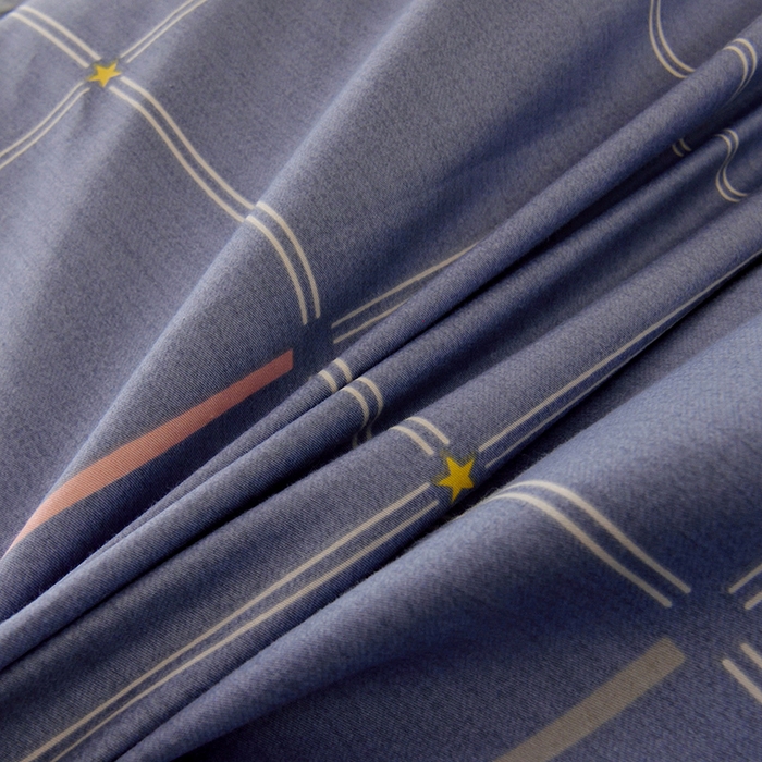 91家纺网 家纺一手货源 找家纺 水妙家纺 2025年新款A类全棉纯棉学生宿舍上下铺床笠六件套五件套 念初-蓝