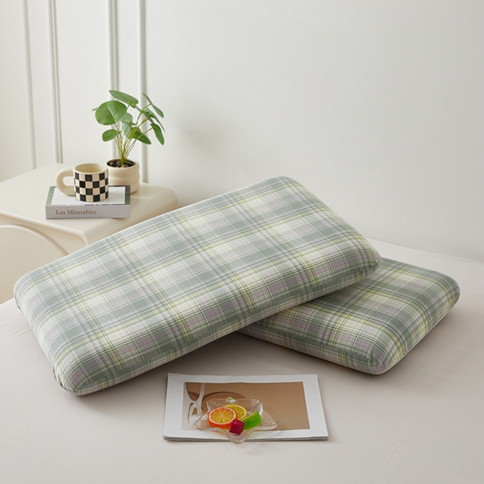 91家纺网 家纺一手货源 找家纺 翎盈家纺 2025款纯棉全棉水洗棉深睡枕专用枕套面包记忆枕枕头套枕套单品 米兰绿格