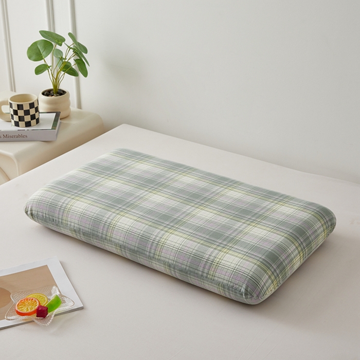 91家纺网 家纺一手货源 找家纺 翎盈家纺 2025款纯棉全棉水洗棉深睡枕专用枕套面包记忆枕枕头套枕套单品 米兰绿格