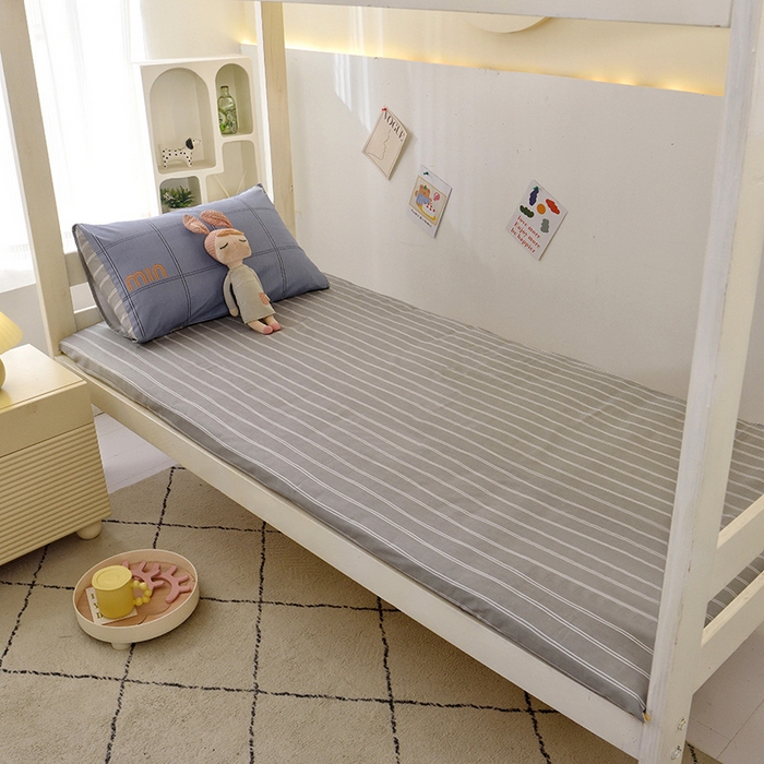 91家纺网 家纺一手货源 找家纺 水妙家纺 2025年新款A类全棉纯棉学生宿舍上下铺床笠六件套五件套 清韵-蓝