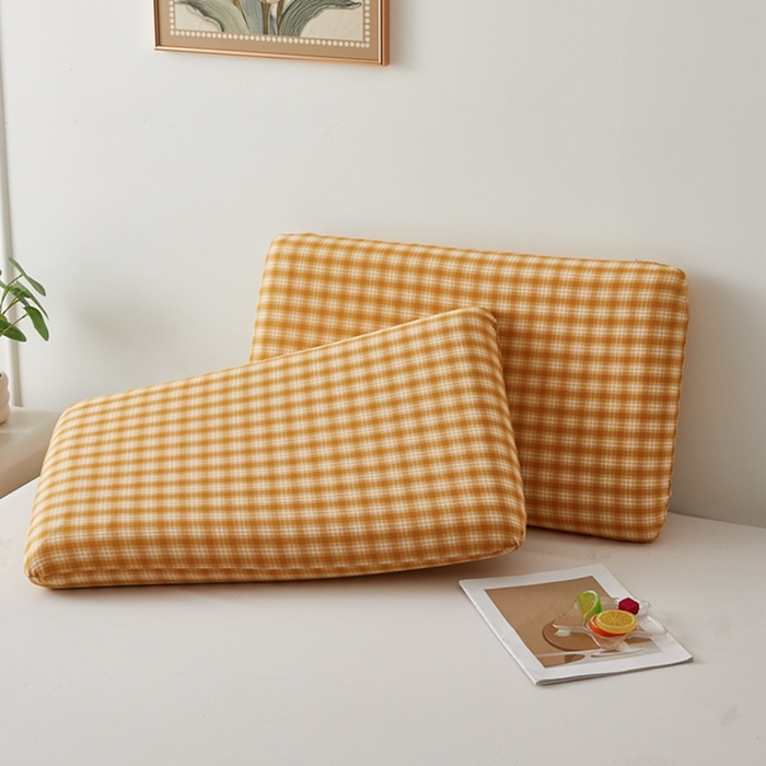 翎盈家纺 2025款纯棉全棉水洗棉深睡枕专用枕套面包记忆枕枕头套枕套单品 尚品-黄