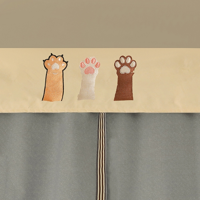 91家纺网 家纺一手货源 找家纺 都市缘蚊帐 2025新款学生宿舍导轨遮光床帘上下铺贴布卡通蚊帐0.8m 0.9m床 小白狗-浅灰