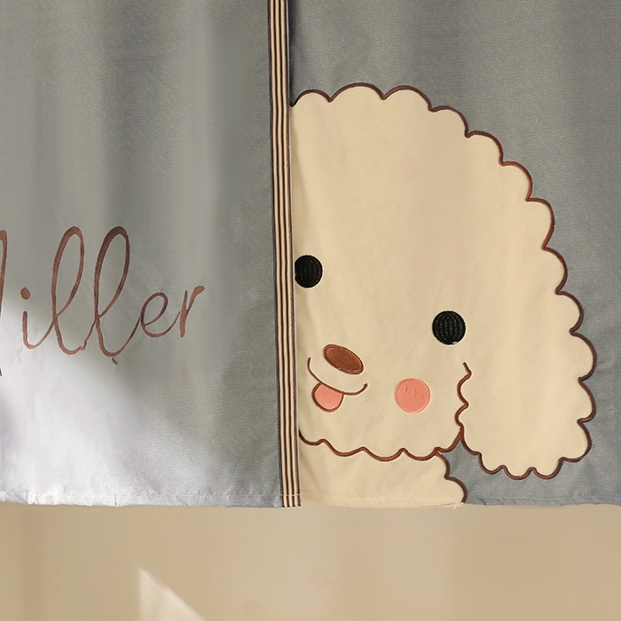 91家纺网 家纺一手货源 找家纺 都市缘蚊帐 2025新款学生宿舍导轨遮光床帘上下铺贴布卡通蚊帐0.8m 0.9m床 小白狗-浅灰