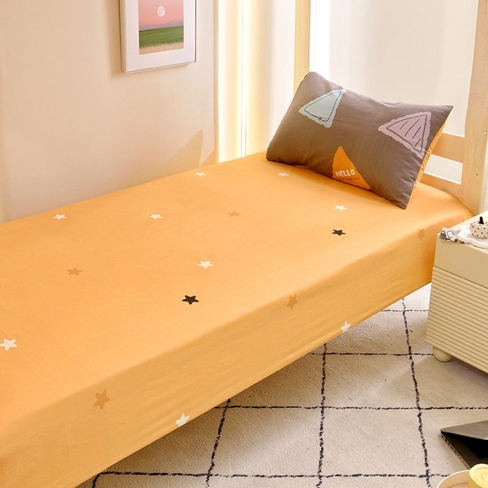 91家纺网 家纺一手货源 找家纺 水妙家纺 2025年新款A类全棉纯棉学生宿舍上下铺床笠六件套五件套 三角体-灰