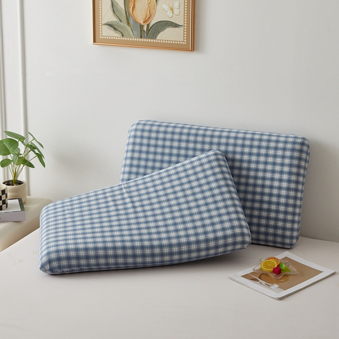 翎盈家纺 2025款纯棉全棉水洗棉深睡枕专用枕套面包记忆枕枕头套枕套单品 尚品-蓝