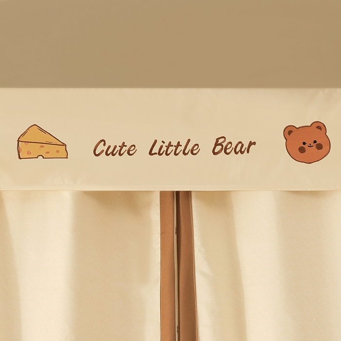 91家纺网 家纺一手货源 找家纺 都市缘蚊帐 2025新款学生宿舍导轨遮光床帘上下铺贴布卡通蚊帐0.8m 0.9m床 小棕熊 白色