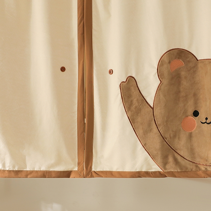 91家纺网 家纺一手货源 找家纺 都市缘蚊帐 2025新款学生宿舍导轨遮光床帘上下铺贴布卡通蚊帐0.8m 0.9m床 小棕熊 白色