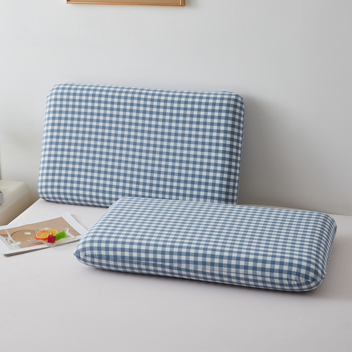 91家纺网 家纺一手货源 找家纺 翎盈家纺 2025款纯棉全棉水洗棉深睡枕专用枕套面包记忆枕枕头套枕套单品 天蓝小格