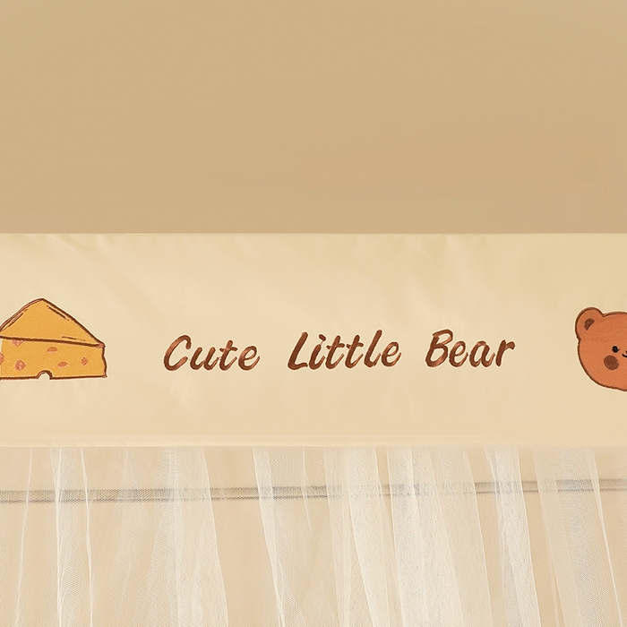 91家纺网 家纺一手货源 找家纺 都市缘蚊帐 2025新款学生宿舍导轨遮光床帘上下铺贴布卡通蚊帐0.8m 0.9m床 小棕熊 白色