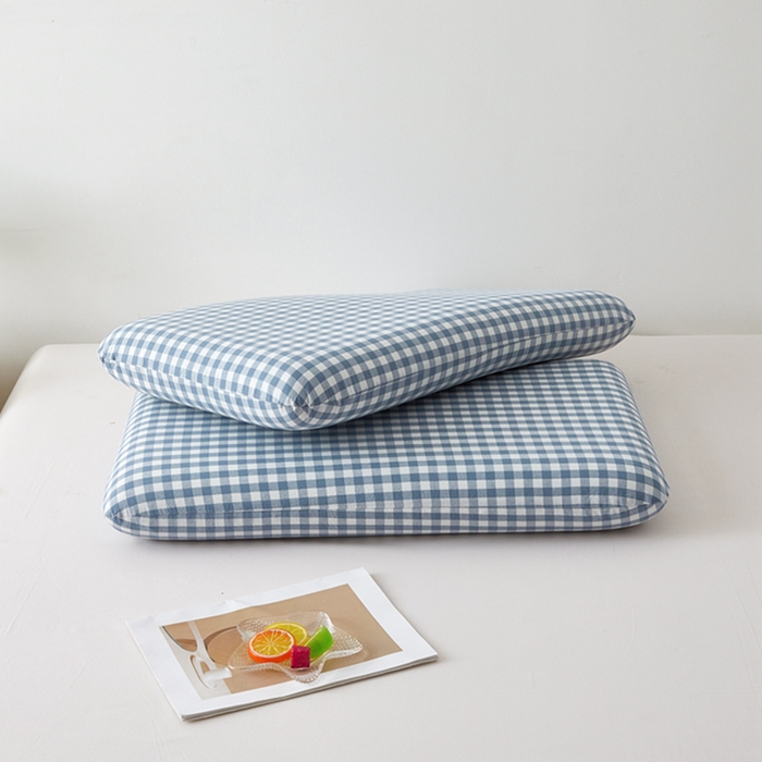 91家纺网 家纺一手货源 找家纺 翎盈家纺 2025款纯棉全棉水洗棉深睡枕专用枕套面包记忆枕枕头套枕套单品 天蓝小格