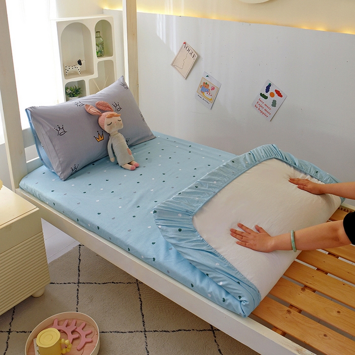 91家纺网 家纺一手货源 找家纺 水妙家纺 2025年新款A类全棉纯棉学生宿舍上下铺床笠六件套五件套 星耀皇冠-灰