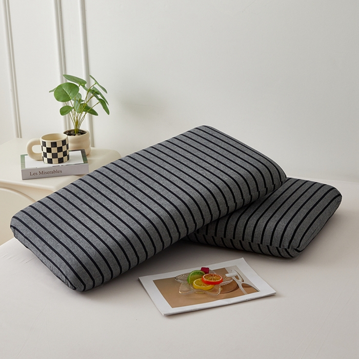 91家纺网 家纺一手货源 找家纺 翎盈家纺 2025款纯棉全棉水洗棉深睡枕专用枕套面包记忆枕枕头套枕套单品 条纹黑